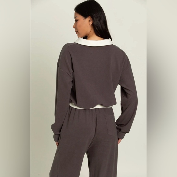 NWT Gold Hinge Charcoal Cropped Pullover Top - Picture 4 of 9